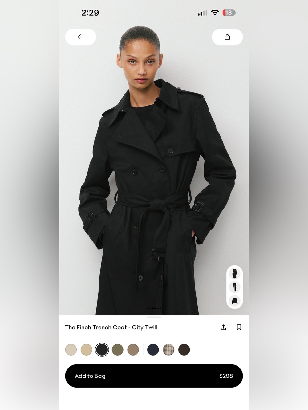 ARITZIA Babaton Finch Trench Coat, XXS, Excellent Condition
